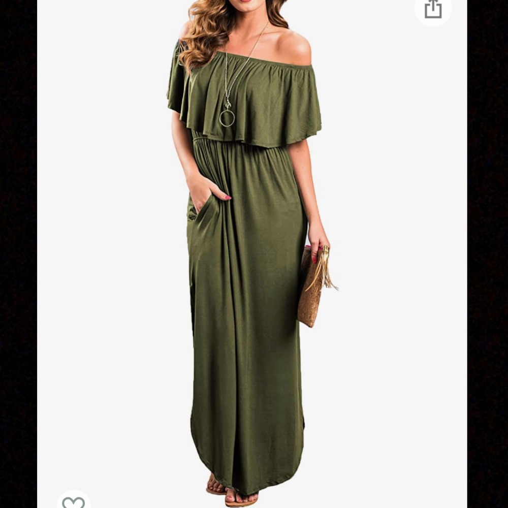 Off The Shoulder Ruffle Dress with Side Splits